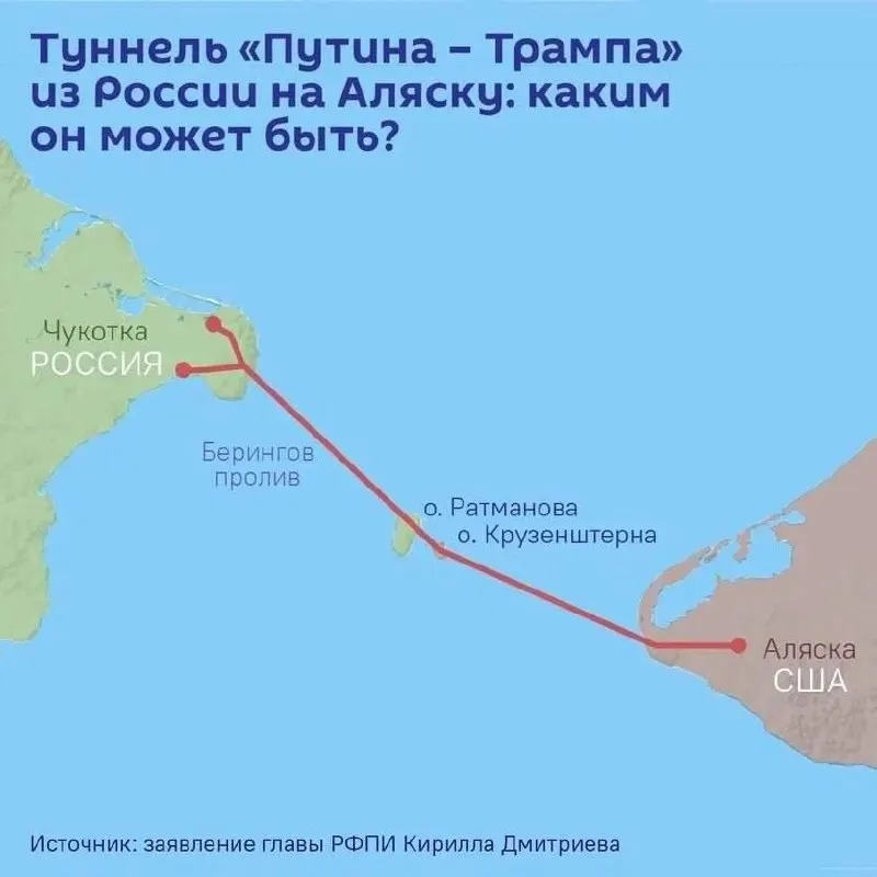 5 июня на ПМЭФ планируют подписать соглашение о проектировании тоннеля между Чукоткой и Аляской: маршрут под островами Диомида, до 112 км и более $65 млрд оценки строительства.