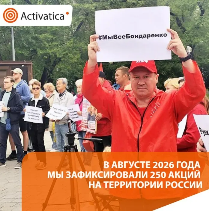 В августе 2026 года по всей России зафиксировано около 250 протестных действий, темами стали выборы, антивоенная повестка и противодействие репрессиям.